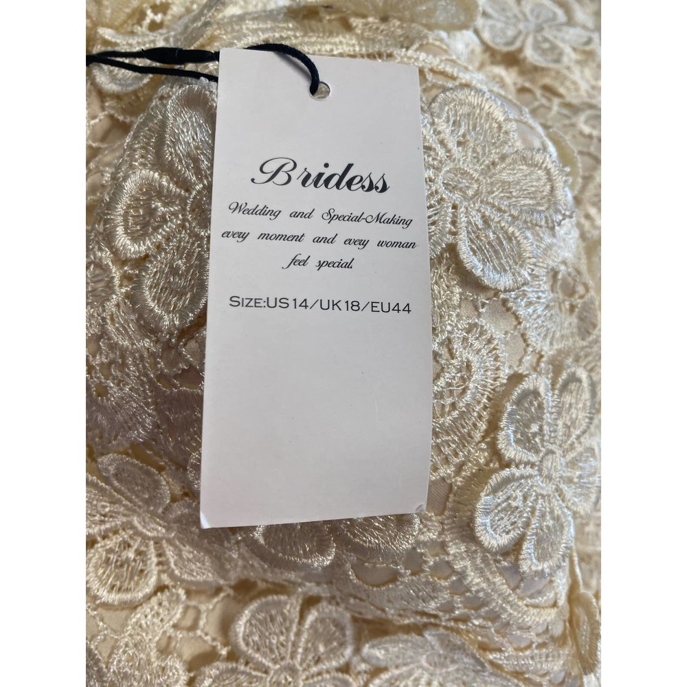 NWT * A-line Organza Mini Dress with Scoop Neck and Flowered Applique - Picture 8 of 9